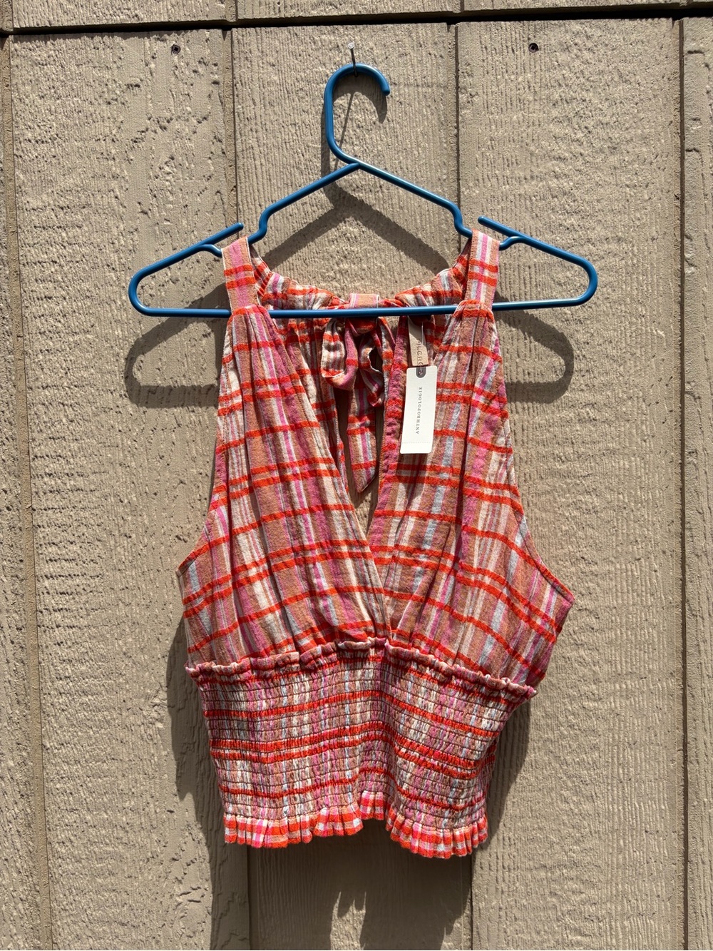 Pilcro Plaid Top, Smocked Waist, Anthropologie, NWT, Medium